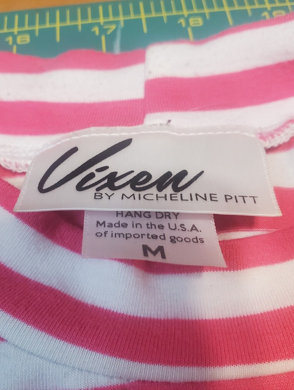 Vixen Bad Girl Pink & White Striped Shirt, Original Run. - Picture 2 of 7